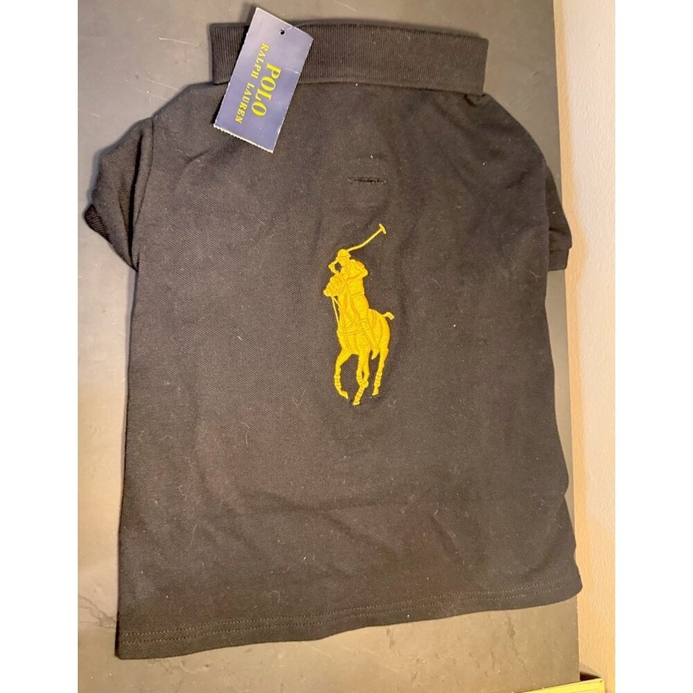 New Polo Ralph Lauren Dogs Big‎ Pony Polo Shirt Black Yellow Size L Pet Clothes